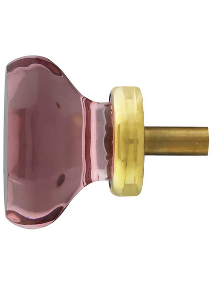 Amethyst Octagonal Glass Knob with Brass Base 1 3/8-Inch Diameter