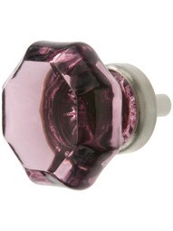 Amethyst Octagonal Glass Knob with Brass Base 1 3/8-Inch Diameter