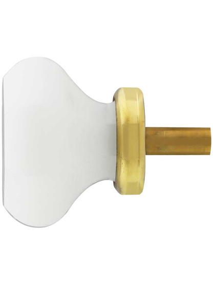 Alternate View of Milk-White Glass Octagonal Glass Knob with Brass Base 1 3/8-Inch Diameter.