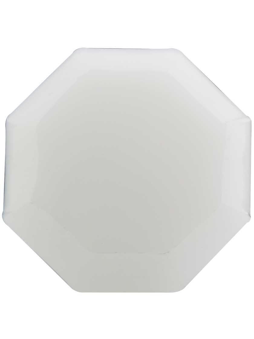Milk-White Glass Octagonal Glass Knob with Brass Base 1 3/8-Inch Diameter