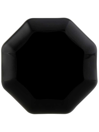 Alternate View 2 of Black Octagonal Glass Knob with Brass Base 1 3/8-Inch Diameter.