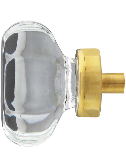Alternate View of Clear Octagonal Glass Knob with Brass Base 1 5/8-Inch Diameter.