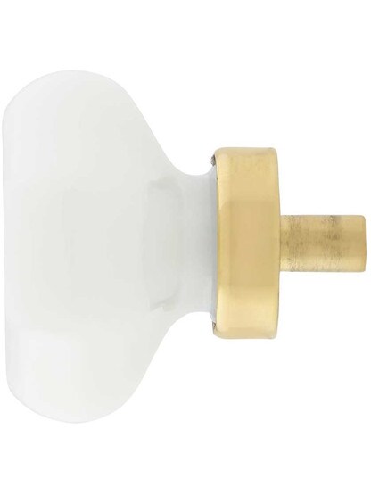 Alternate View of Milk-White Octagonal Glass Knob with Brass Base 1 5/8-Inch Diameter.