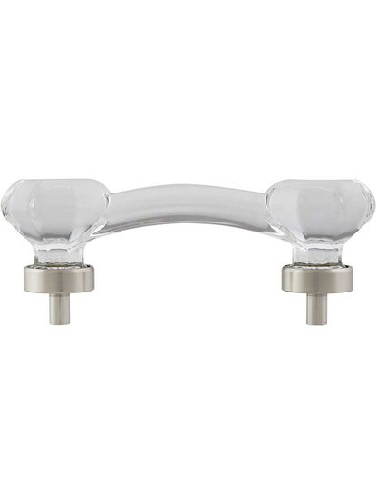 Alternate View of Clear Octagonal Glass Bridge Handle with Brass Base 3-Inch Center-to-center.