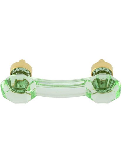 Alternate View 2 of Pale Green Octagonal Glass Bridge Handle with Brass Base 3-Inch Center-to-center.