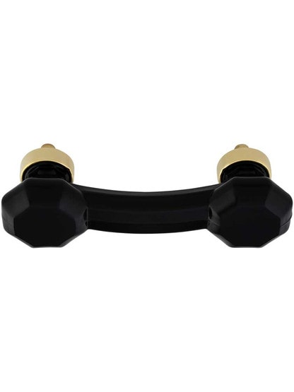 Alternate View 2 of Black Octagonal Glass Bridge Handle with Brass Base 3-Inch Center-to-center.