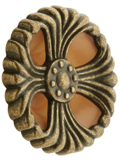 Waterfall Cabinet Knob with Bakelite Insert - 2 inch Diameter.