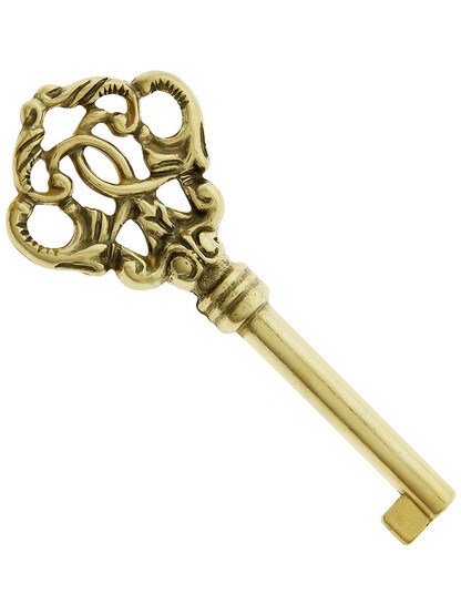 Extra Large Solid Brass Barrel Key With Decorative Bow.