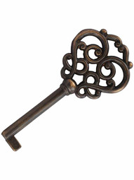 Solid Brass Drawer Key with Fancy Bow in Antique-by-Hand