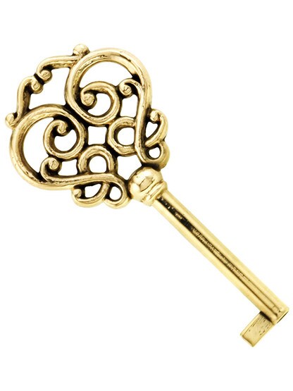 Solid Brass Drawer Key with Fancy Bow.