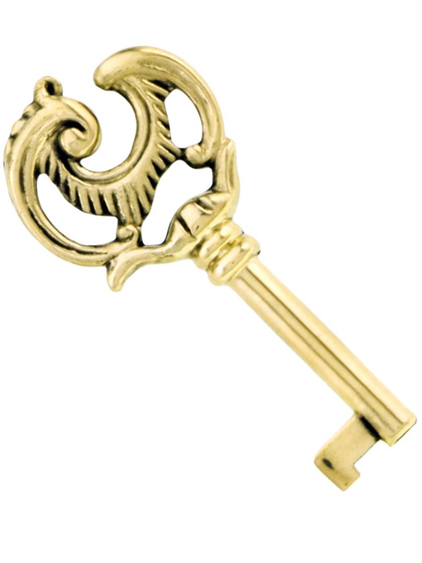 Small Fancy Solid Brass Drawer Key