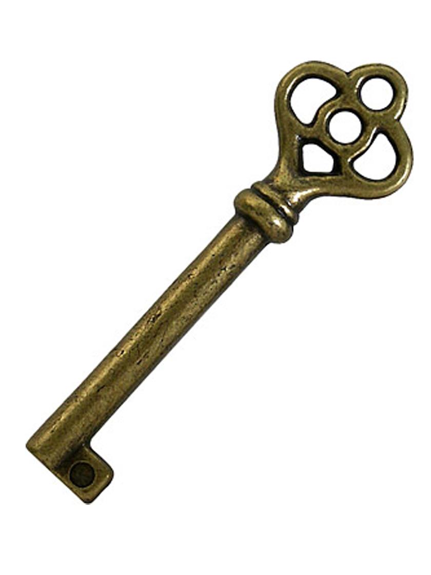 KY-4 KEY Brass Plated Victorian Barrel Key with fancy bow 