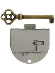 Polished Steel Left-Hand Drawer or Cabinet Lock