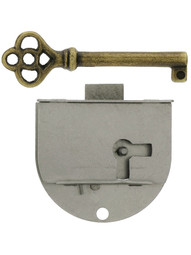 Polished Steel Left-Hand Drawer or Cabinet Lock.