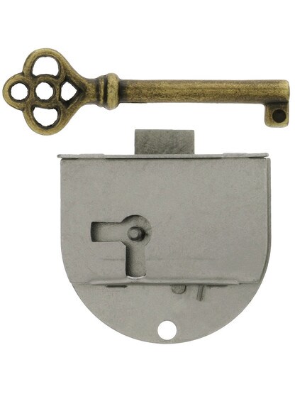 Polished Steel Right-Hand Drawer or Cabinet Lock.