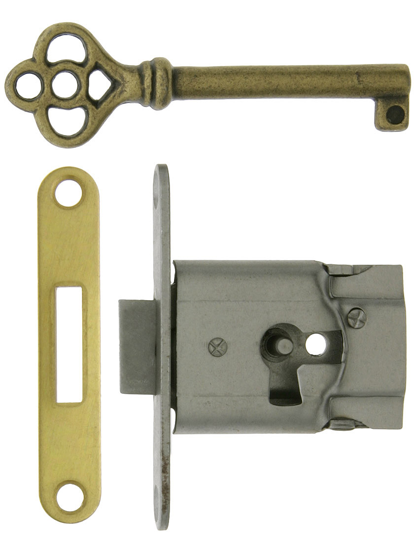 Half Mortise Drawer or Right Hand Door Lock Antique Furniture Style Lock 