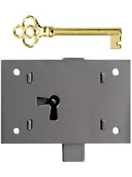 Large Polished Steel Non-Mortise Cabinet Lock.