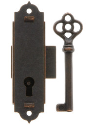 Narrow Vertical Cabinet Lock With Antique Bronze Finish