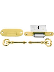 Polished Steel Round Cornered Roll-Top Desk or Chest Lock