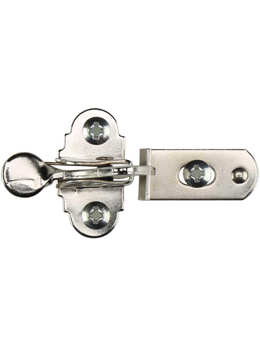 Alternate View of Traditional Cabinet Elbow Catch in Polished Nickel.