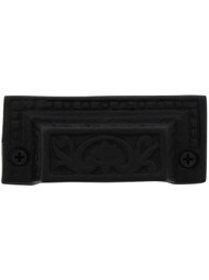 3 1/2" Classical Cast Iron Bin Pull With Black Powder Coat - 2 7/8" Center-to-Center