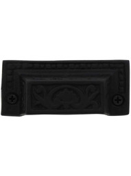 3 1/2" Classical Cast Iron Bin Pull With Black Powder Coat - 2 7/8" Center-to-Center