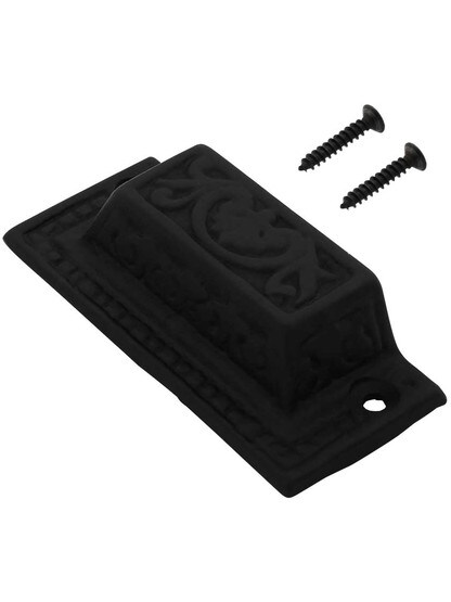 Alternate View 2 of 3 1/2 inch Classical Cast Iron Bin Pull With Black Powder Coat