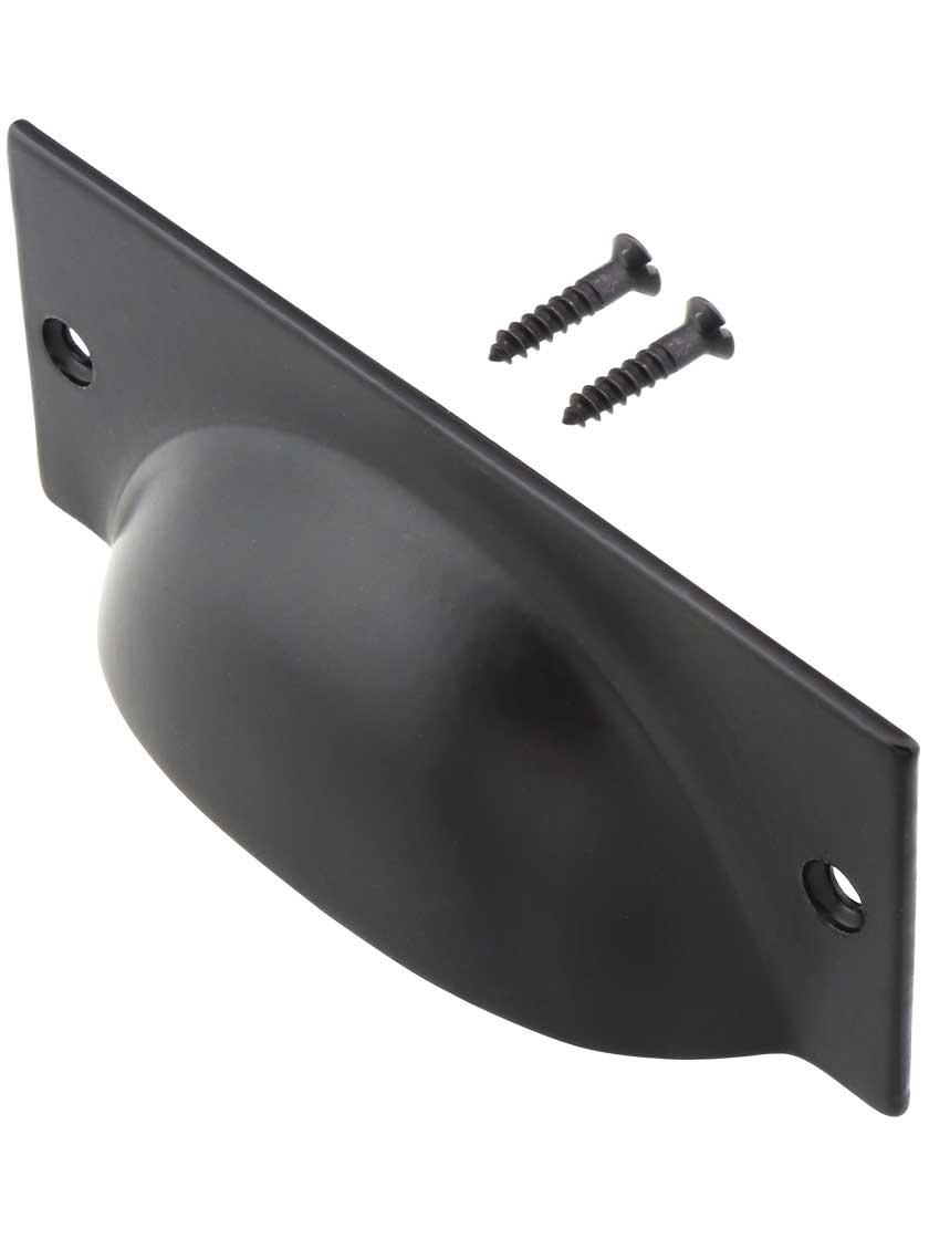 Alternate View 2 of 3 3/4 inch Stamped Steel Bin Pull With Black Lacquer Finish