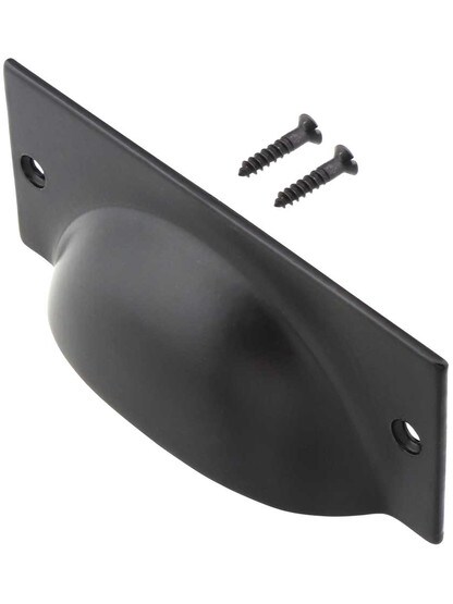 Alternate View 2 of 3 3/4 inch Stamped Steel Bin Pull With Black Lacquer Finish