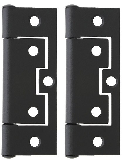 Pair of 3 inch Non-Mortise Cabinet Hinges in Flat Black.