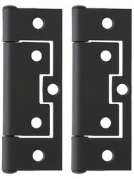 Pair of 3 inch Non-Mortise Cabinet Hinges in Flat Black.