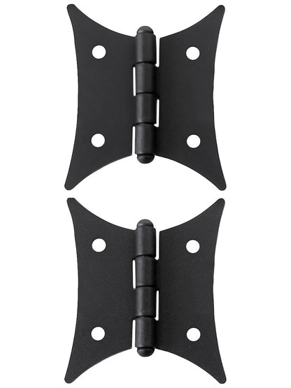 Pair of Black Lacquer Colonial Butterfly Hinges - 2 1/4 inch H x 2 inch W