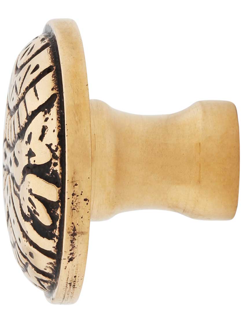 Alternate View of Cast Bronze Oriental Pattern Cupboard Knob - 1 1/4 inch Diameter.