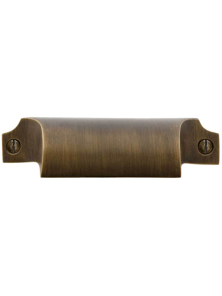 Cast Brass Bin Pull In Antique-By-Hand Finish - 3 1/4 Center-to-Center