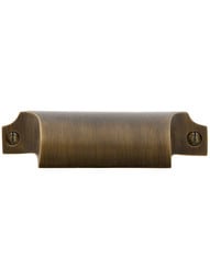 Plain Brass Bin Pull In Antique-By-Hand Finish