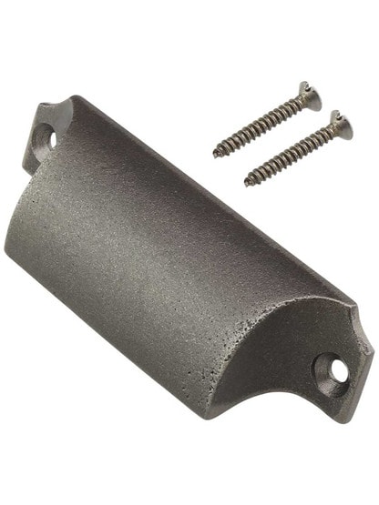 Alternate View 2 of Colonial Iron Bin Pull With Lacquered Antique Finish - 3 1/4 inch Center-to-Center.