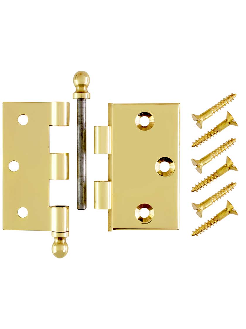 Alternate View 2 of Pair of 2 1/2 inch Half Surface Cabinet Hinges With Beveled Leaves