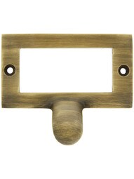 2 3/8" Brass Label Holder & Pull In Antique-By-Hand