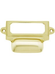 3 5/8" Cast Brass Label Holder & Bin Pull With Choice of Finish