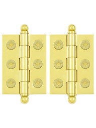 Pair of Premium Solid-Brass Cabinet Hinges with Ball Tips - 2" x 1 1/2"