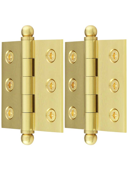 Pair of Premium Solid-Brass Cabinet Hinges - 2" x 2"