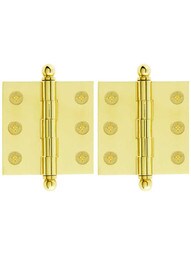 Pair of Premium Solid-Brass Cabinet Hinges - 2" x 2"