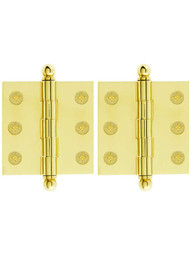 Pair of Premium Solid-Brass Cabinet Hinges - 2" x 2"