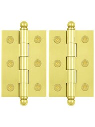 Pair of Premium Solid Brass Cabinet Hinges - 2 1/2" x 1 11/16"