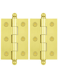 Pair of Premium Solid Brass Cabinet Hinges - 2 1/2" x 1 11/16"
