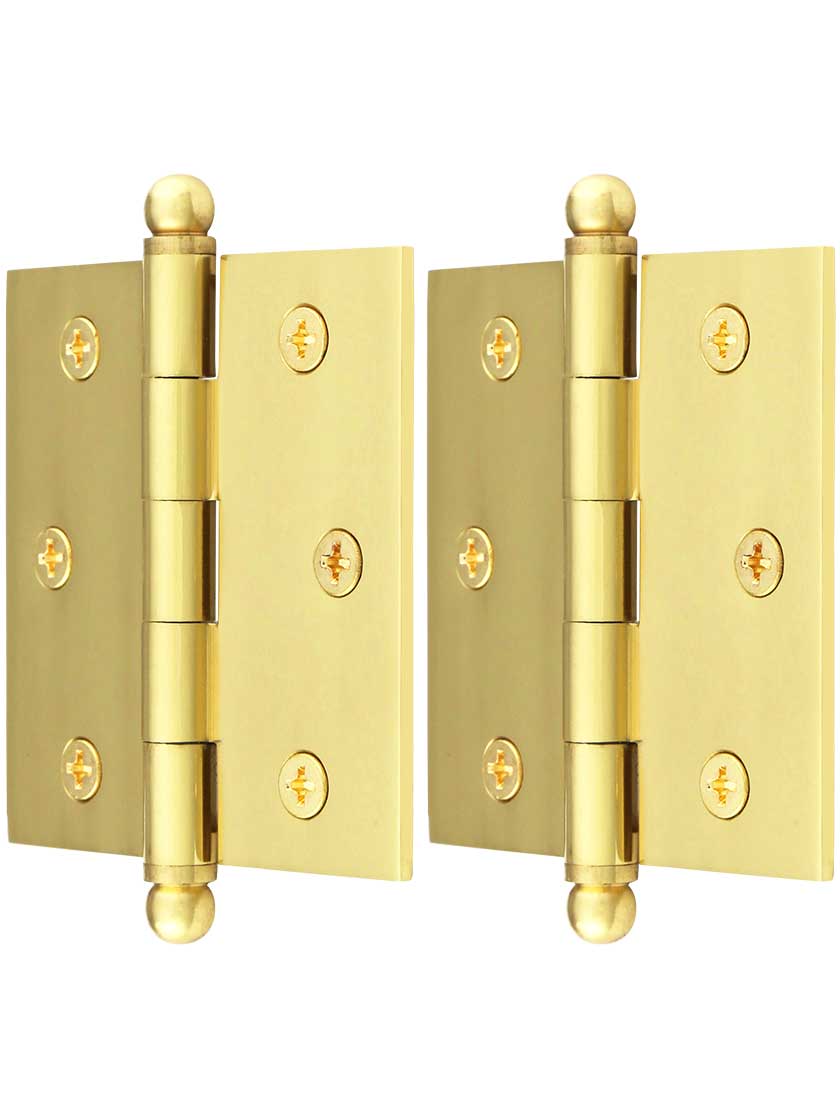 Pair of Solid Brass Hinges 2 1/2" x 2 1/2" House of Antique