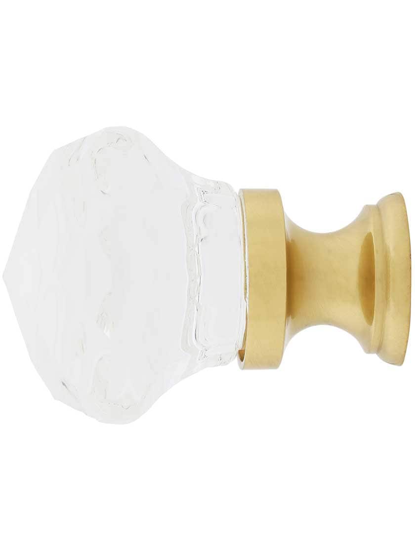 Alternate View of Diamond Cut Crystal Cabinet Knob With Brass Base