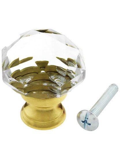 Alternate View 3 of Diamond Cut Crystal Cabinet Knob With Brass Base