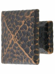 Small Hammered Pyramid Style Cabinet Knob - 1 inch Square