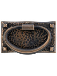 Arts & Crafts Horizontal Hammered Ring Pull In Oil-Rubbed Bronze